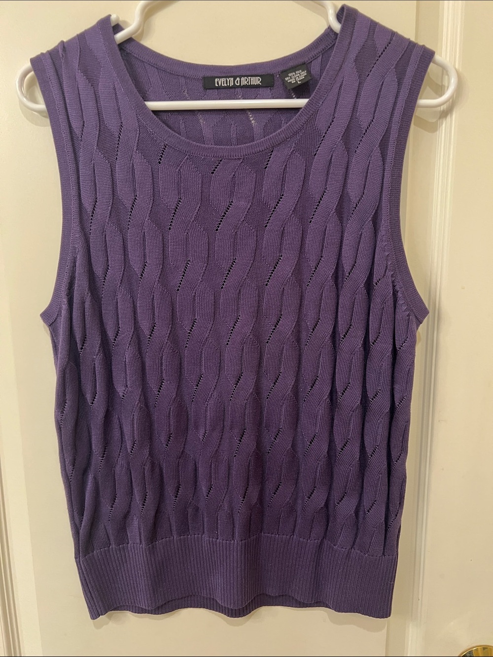 Evelyn & Arthur Purple Cable-Knit Sleeveless Sweater
